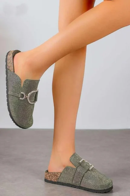 Sparkly Buckle Detail Flat Shoes